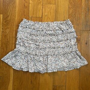 Multicolor Leopard Print Ruched Miniskirt, Size Medium